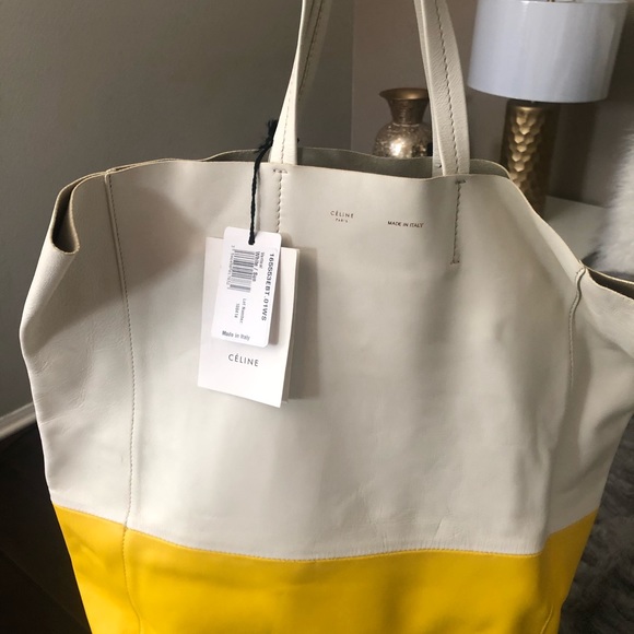 Celine lambskin vertical cabas tote bag white/sun - Picture 4 of 16
